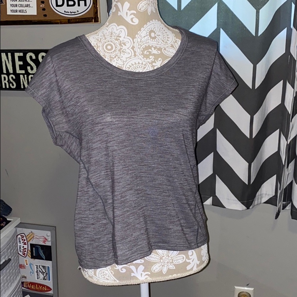 Lululemon grey open back top. Never worn